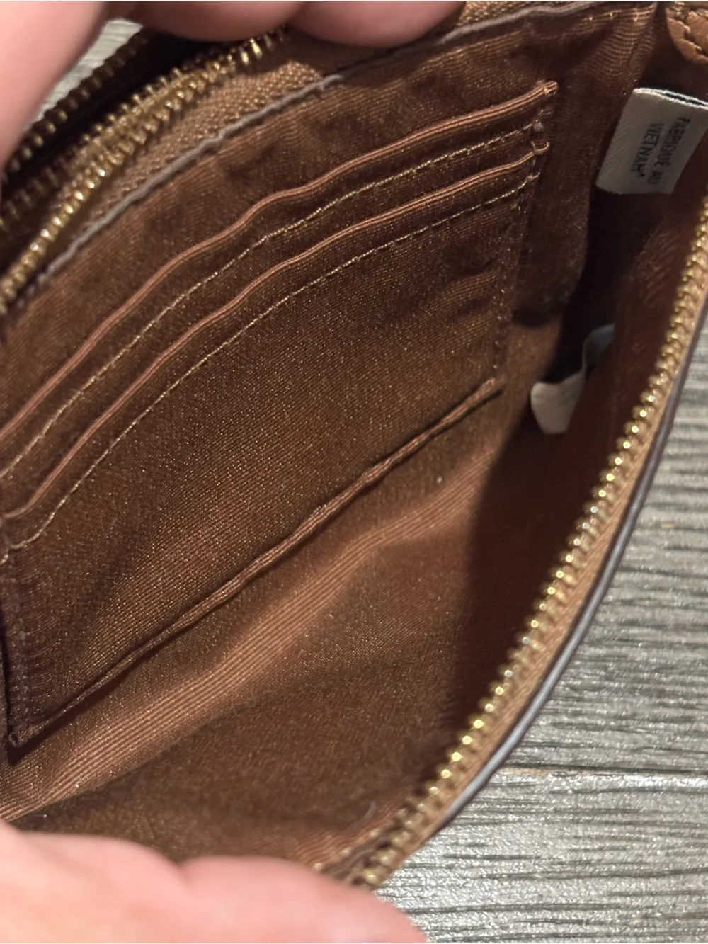 Coach Saddle Brown Pebbled Leather Double Corner Zip Wallet F66505